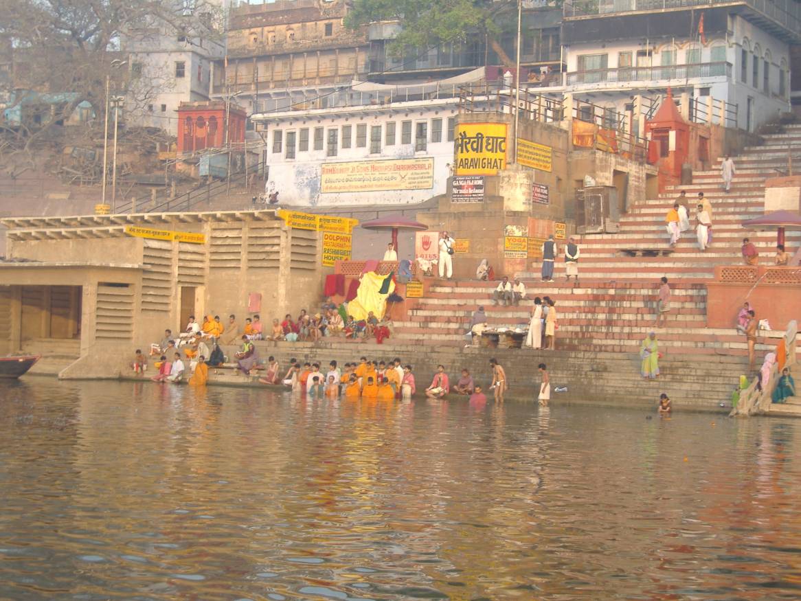 Holy dip at ghat in Banaras, Varanasi